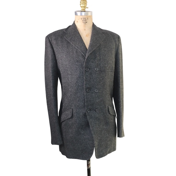 Vintage Connock and Lockie Bespoke Grey Donegal Tweed Double Breasted Jacket - Picture 5 of 15